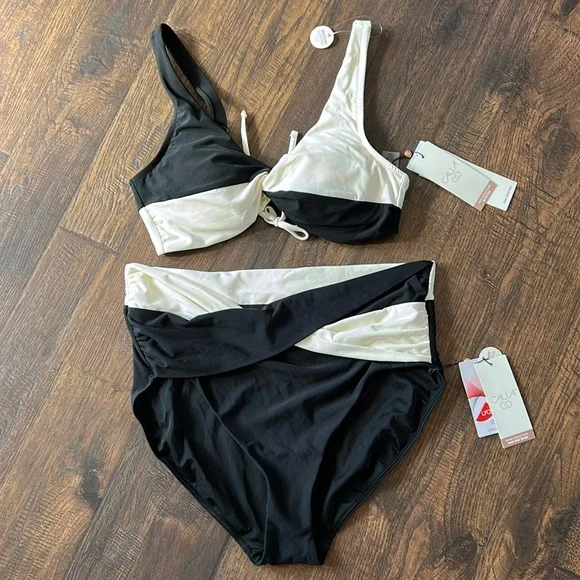 NWT Calia Color Block Twist Front Bikini - Picture 2 of 9